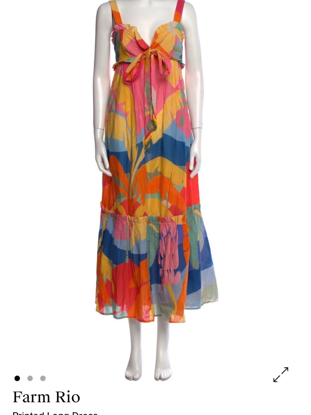FARM Rio Bright Multicolor Tie-Front Maxi Dress